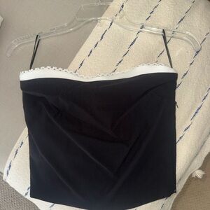 Zara Black and White Strapless Top